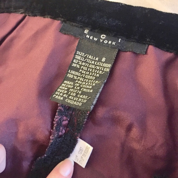 ECI Black Lace Overlay Wine Pants 6 Cocktail - Picture 7 of 8